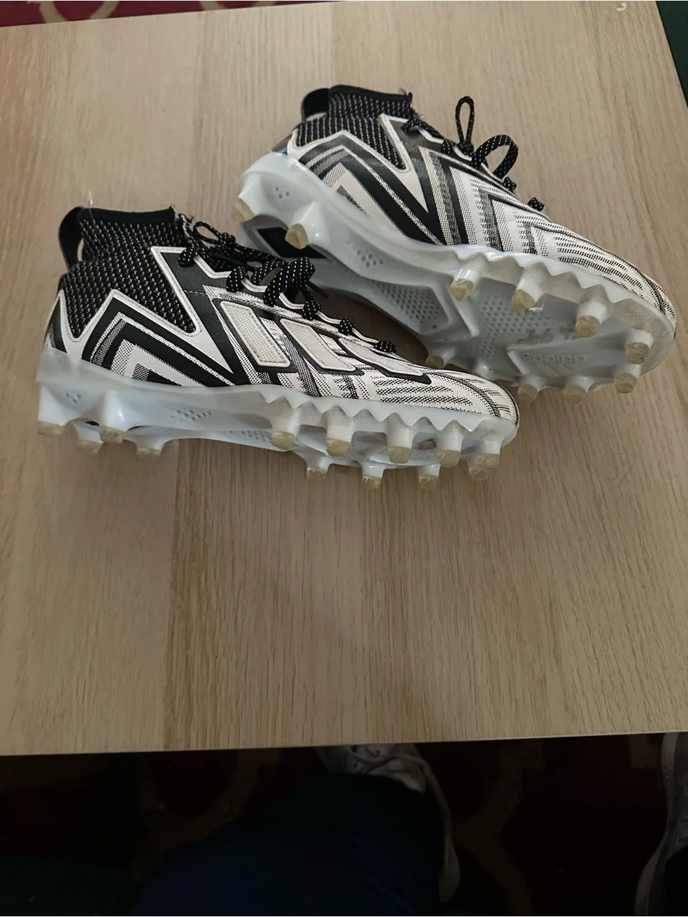 adidas Black and White Athletic Cleats with Knit Collar